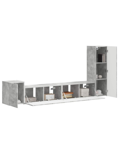 Set mobile TV 3 pcs Grigio cemento Legno multistrato