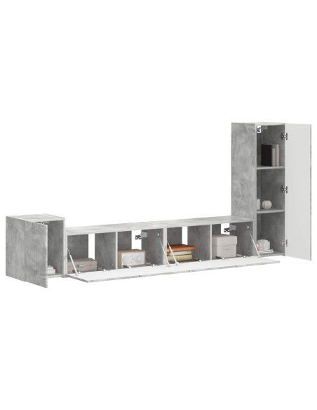 Set mobile TV 3 pcs Grigio cemento Legno multistrato