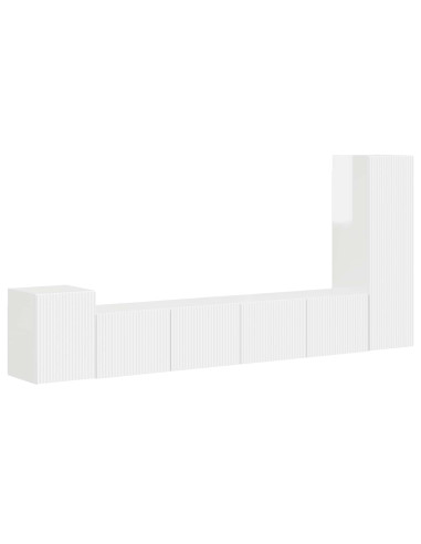 Set mobile TV 3 pcs Bianco Lucido Legno multistrato