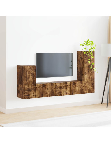 Set mobile TV 3 pcs Rovere fumé Legno multistrato