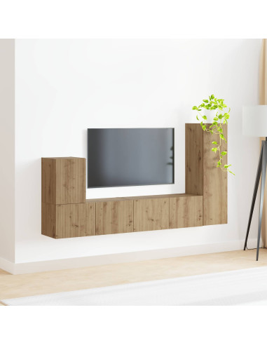 Set mobile TV 3 pcs Rovere artigianale Legno multistrato