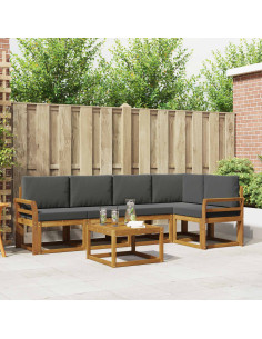 Set di divani da esterno con cuscino 6 pcs Naturale e Antracite