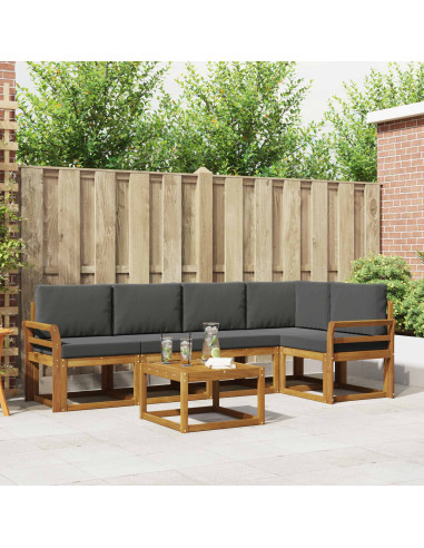 Set di divani da esterno con cuscino 6 pcs Naturale e Antracite