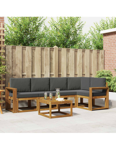 Set di divani da esterno con cuscino 6 pcs Naturale e Antracite