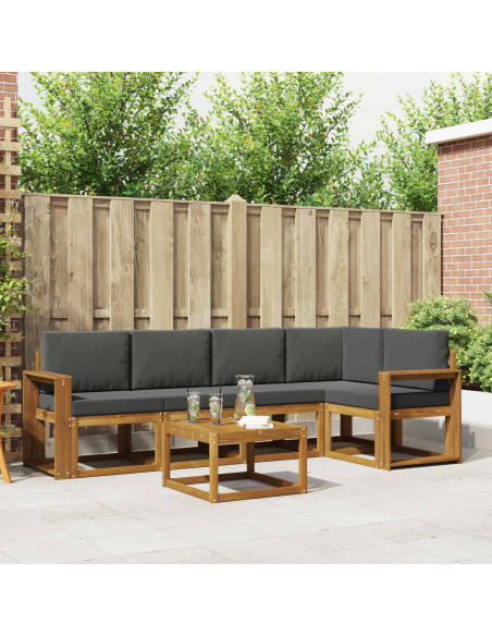 Set di divani da esterno con cuscino 6 pcs Naturale e Antracite