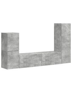 Set mobile TV 4 pcs Grigio cemento Legno multistrato 2