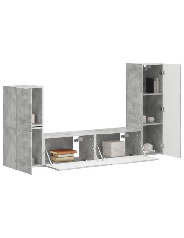 Set mobile TV 4 pcs Grigio cemento Legno multistrato