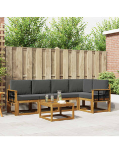 Set di divani da esterno con cuscino 6 pcs Naturale e Antracite