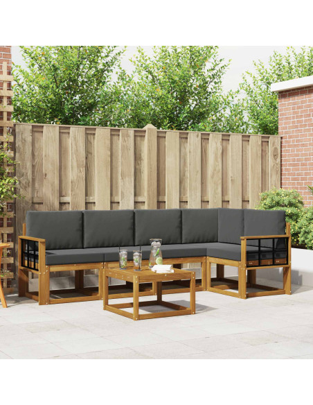 Set di divani da esterno con cuscino 6 pcs Naturale e Antracite