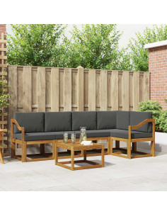 Set di divani da esterno con cuscino 6 pcs Naturale e Antracite