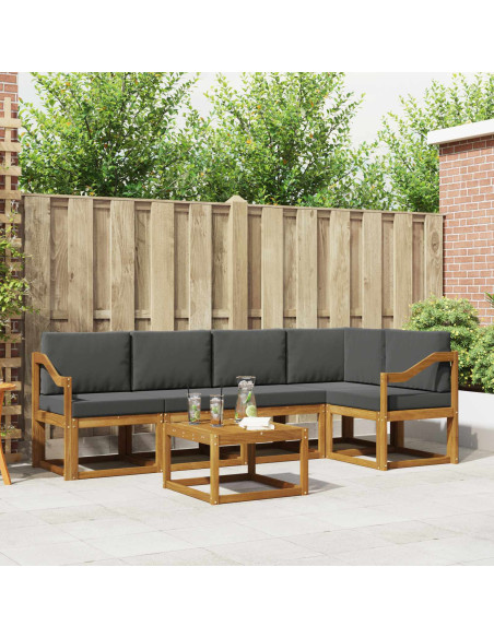 Set di divani da esterno con cuscino 6 pcs Naturale e Antracite