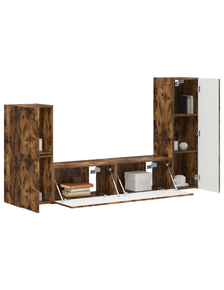 Set mobile TV 4 pcs Rovere fumé Legno multistrato