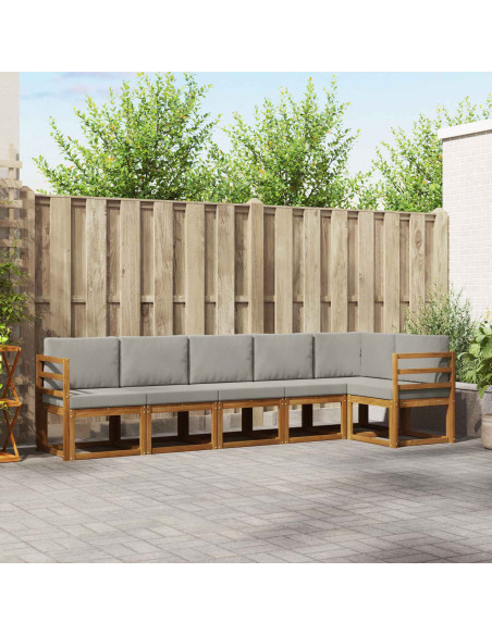 Set di divani da esterno 6 pcs Grigio Naturale e Chiaro