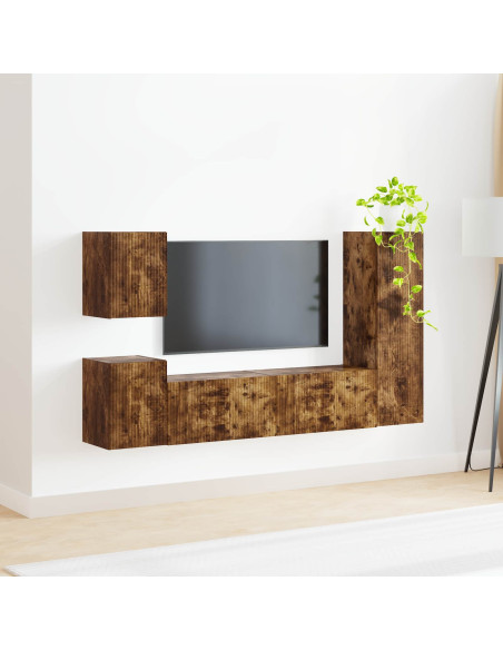 Set mobile TV 4 pcs Rovere fumé Legno multistrato