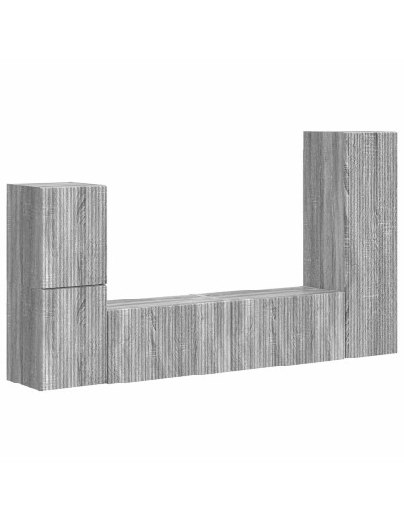 Set mobile TV 4 pcs Grigio Sonoma Legno multistrato
