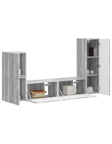 Set mobile TV 4 pcs Grigio Sonoma Legno multistrato