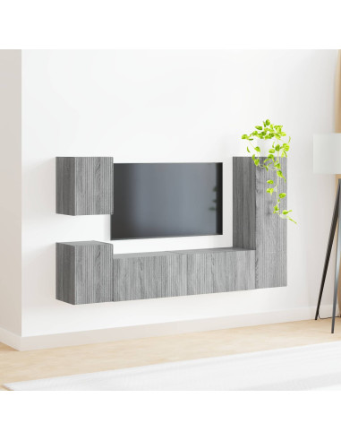 Set mobile TV 4 pcs Grigio Sonoma Legno multistrato