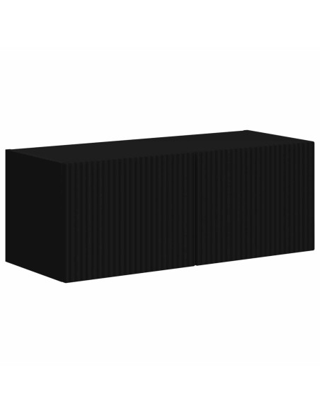 Set mobile TV Montaggio a parete 4 pcs Nero Legno multistrato