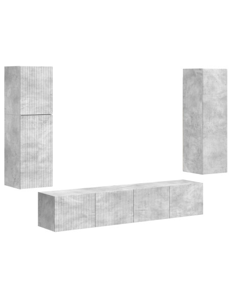 Set mobile TV 4 pcs Grigio cemento Legno multistrato
