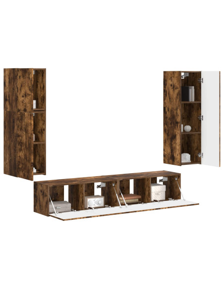 Set mobile TV 4 pcs Rovere fumé Legno multistrato