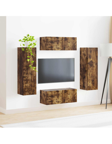 Set mobile TV 4 pcs Rovere fumé Legno multistrato