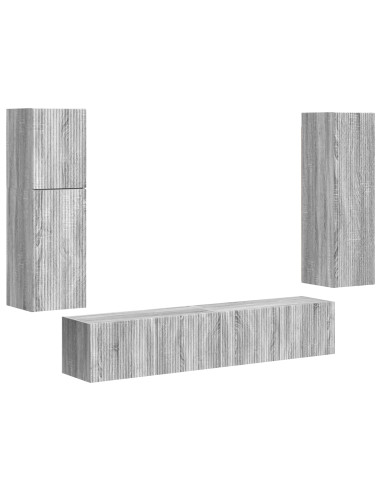 Set mobile TV 4 pcs Grigio Sonoma Legno multistrato