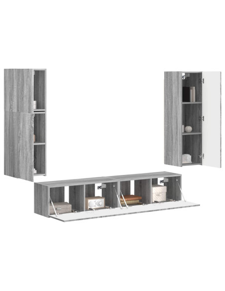 Set mobile TV 4 pcs Grigio Sonoma Legno multistrato