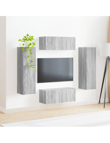 Set mobile TV 4 pcs Grigio Sonoma Legno multistrato