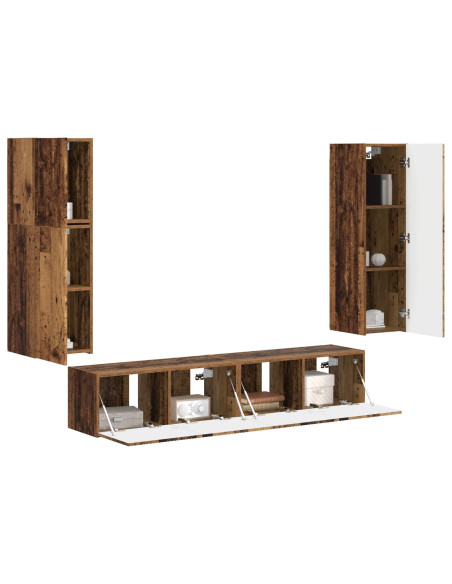 Set mobile TV 4 pcs Legno vecchio Legno multistrato