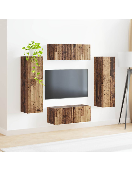 Set mobile TV 4 pcs Legno vecchio Legno multistrato