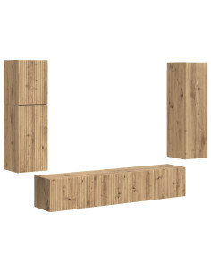 Set mobile TV 4 pcs Rovere artigianale Legno multistrato 2