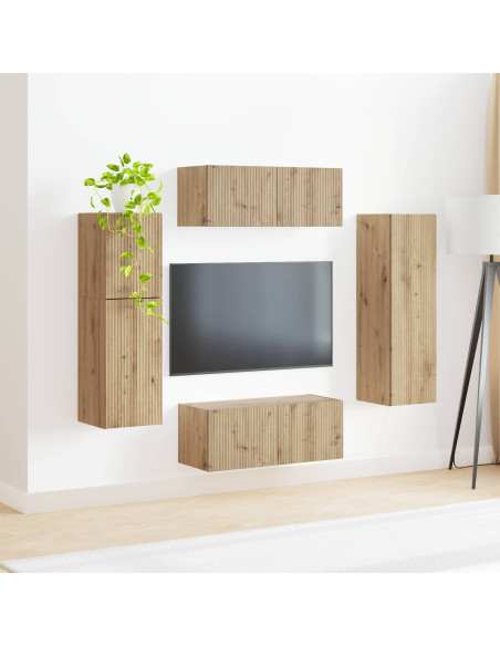 Set mobile TV 4 pcs Rovere artigianale Legno multistrato