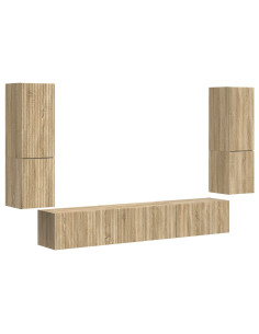Set mobile TV 4 pcs Rovere Sonoma Legno multistrato 2