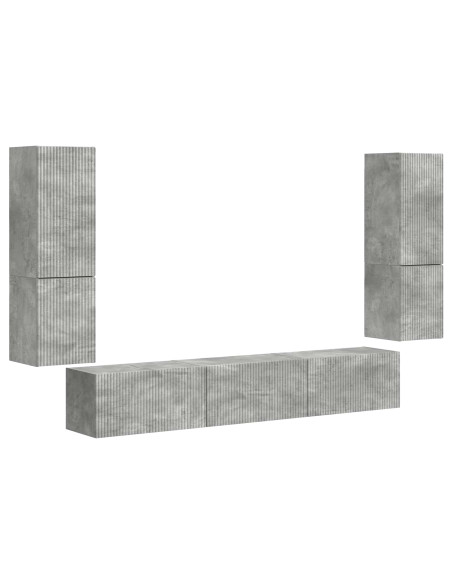 Set mobile TV 4 pcs Grigio cemento Legno multistrato