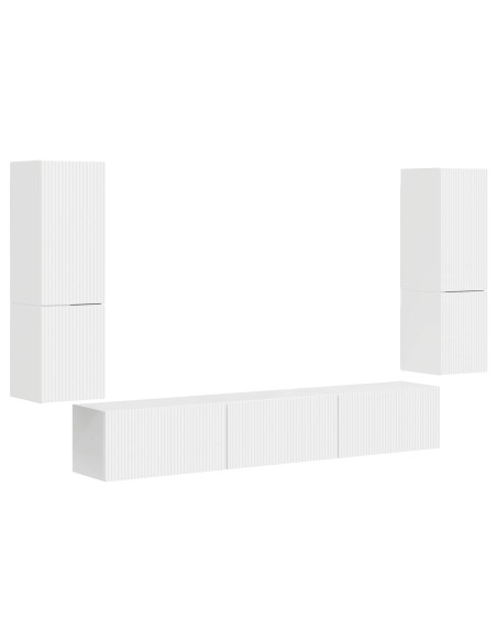 Set mobile TV 4 pcs Bianco Lucido Legno multistrato