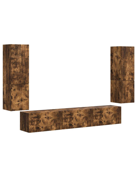 Set mobile TV 4 pcs Rovere fumé Legno multistrato