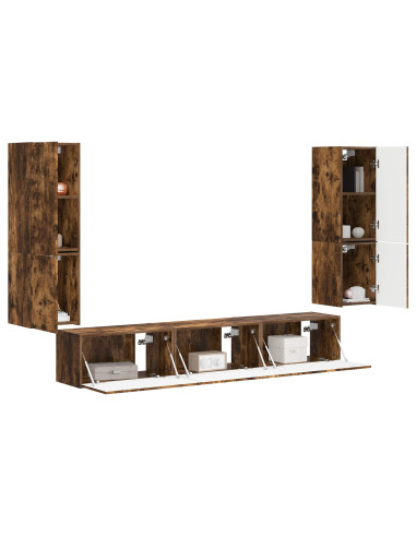 Set mobile TV 4 pcs Rovere fumé Legno multistrato