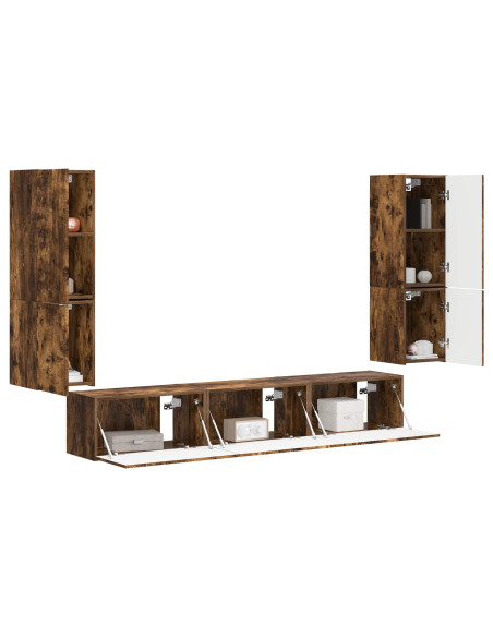 Set mobile TV 4 pcs Rovere fumé Legno multistrato