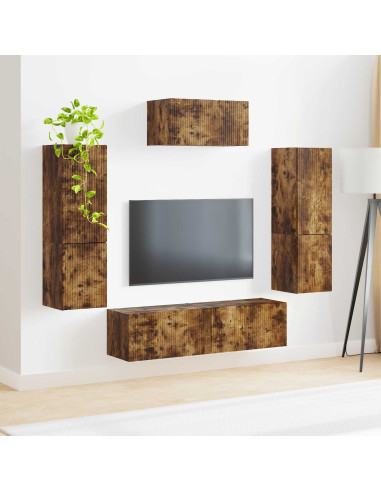 Set mobile TV 4 pcs Rovere fumé Legno multistrato