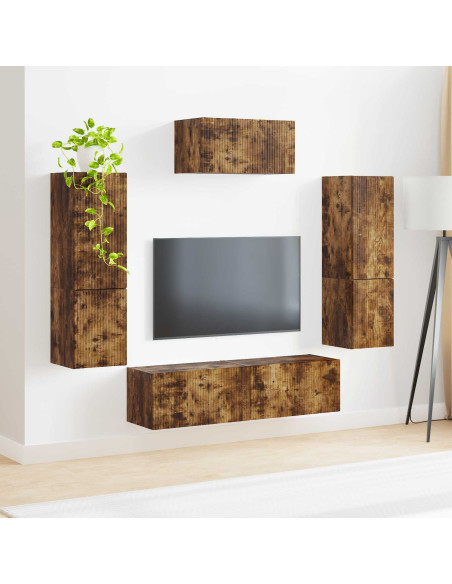 Set mobile TV 4 pcs Rovere fumé Legno multistrato