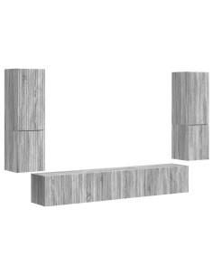 Set mobile TV 4 pcs Grigio Sonoma Legno multistrato 2
