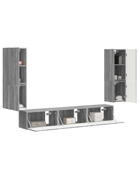 Set mobile TV 4 pcs Grigio Sonoma Legno multistrato