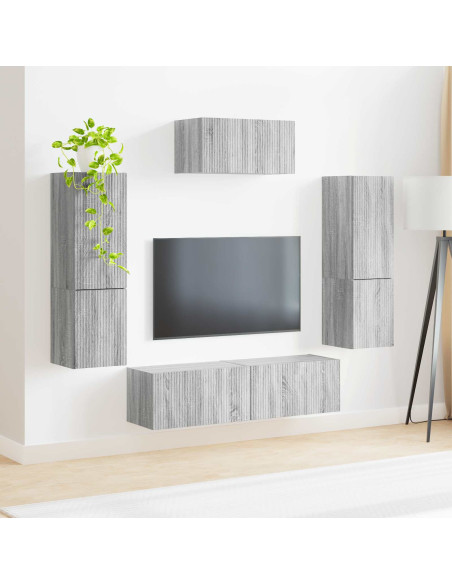 Set mobile TV 4 pcs Grigio Sonoma Legno multistrato