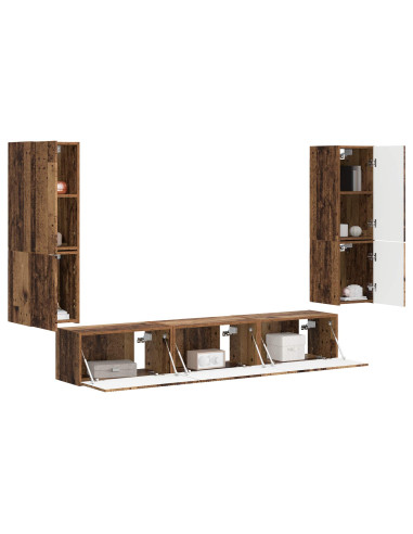 Set mobile TV 4 pcs Legno vecchio Legno multistrato