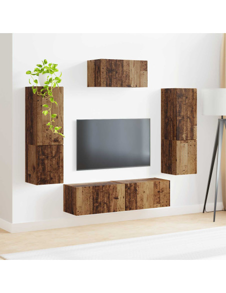 Set mobile TV 4 pcs Legno vecchio Legno multistrato