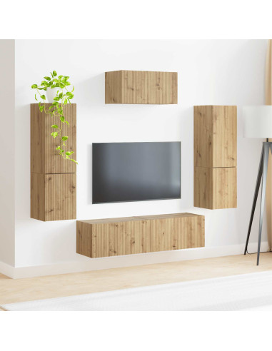 Set mobile TV 4 pcs Rovere artigianale Legno multistrato