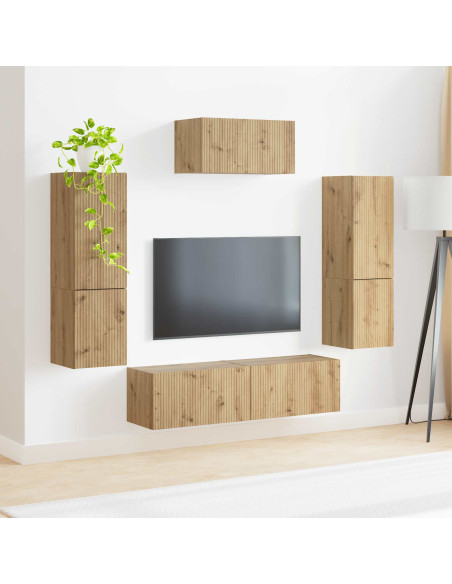 Set mobile TV 4 pcs Rovere artigianale Legno multistrato