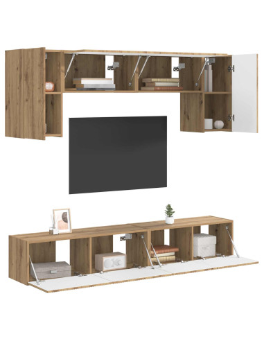 Set mobile TV 5 pcs Grigio cemento Legno multistrato