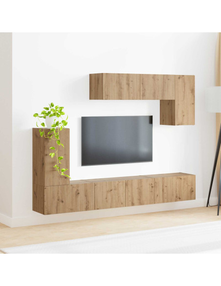 Set mobile TV 5 pcs Grigio Sonoma Legno multistrato