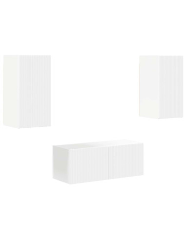 Set mobile TV Montaggio a parete 6 pcs Bianco Legno multistrato